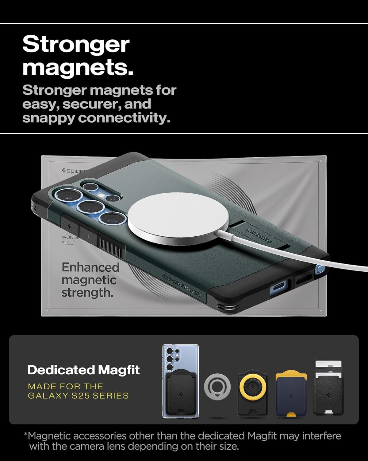 imageSpigen Tough Armor Ai MagFit Designed for Galaxy S25 Plus Case Kickstand Fast Wireless Charging 2025 Abyss Green Ai MagFit Kickstand 2025Abyss Green