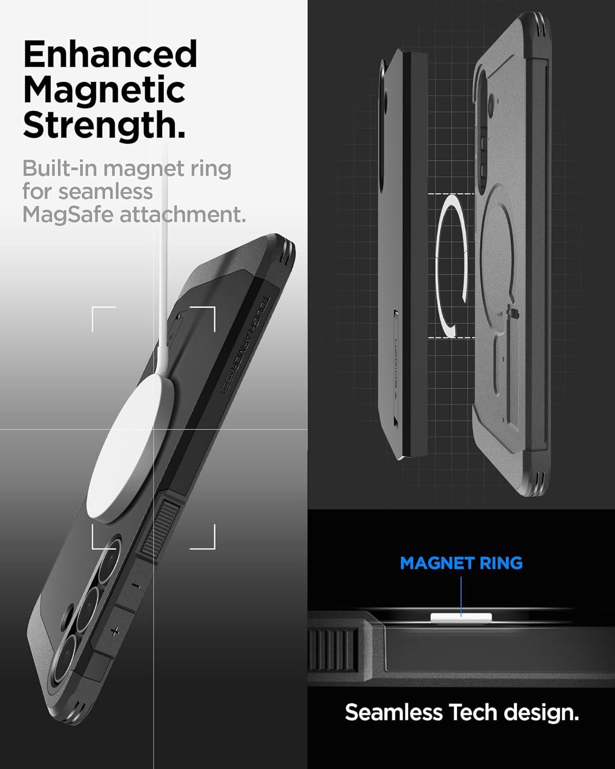 imageSpigen Tough Armor Ai MagFit Designed for Galaxy S25 Plus Case Kickstand Fast Wireless Charging 2025 Abyss Green Ai MagFit Kickstand 2025Black
