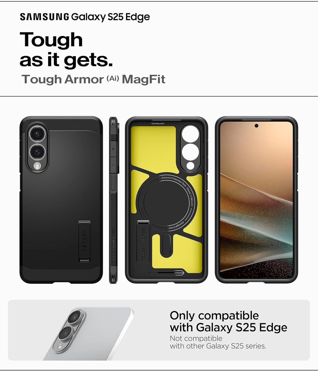 imageSpigen Tough Armor Ai MagFit Designed for Galaxy S25 Plus Case Kickstand Fast Wireless Charging 2025 Abyss Green Ai MagFit Kickstand 2025Black