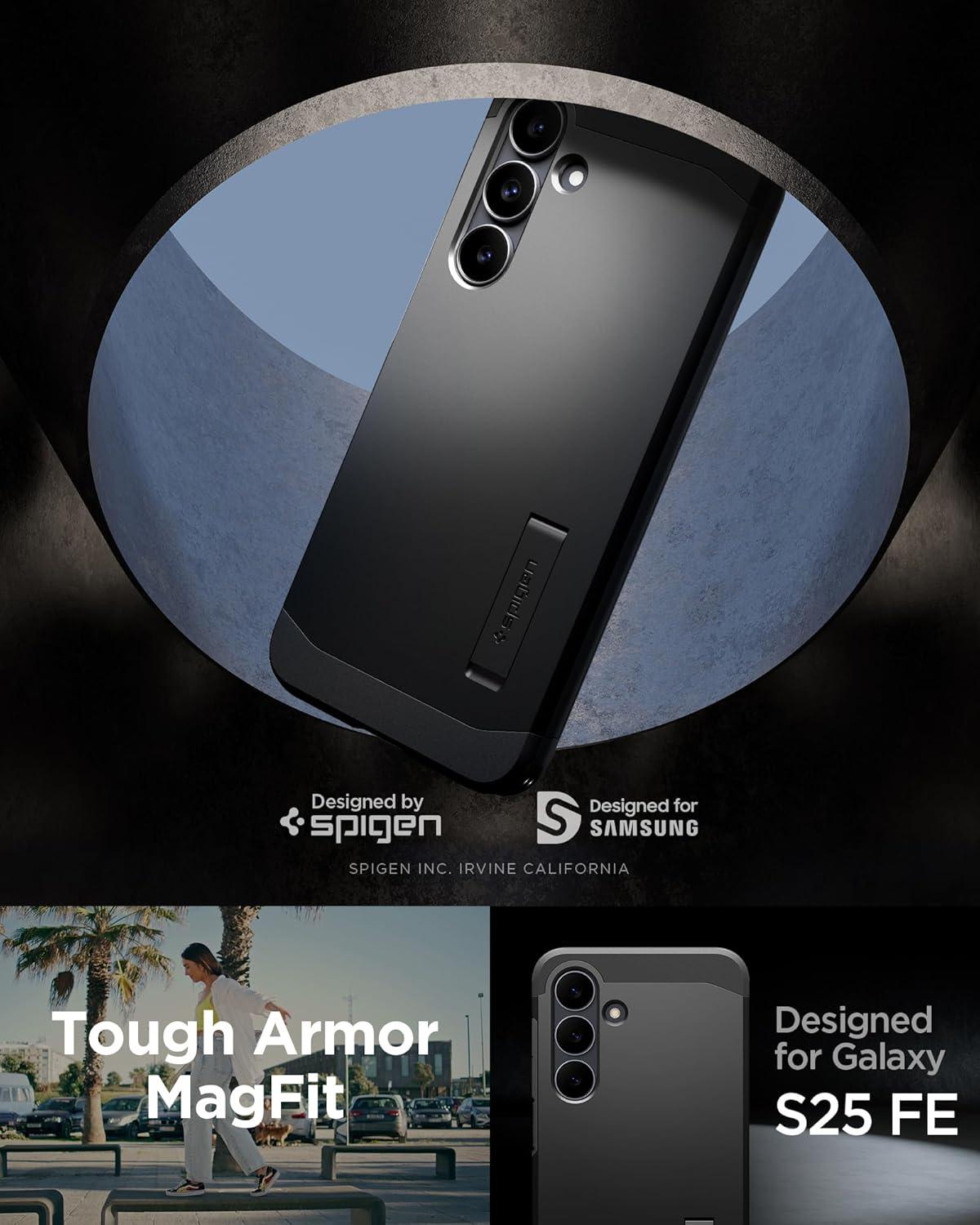 imageSpigen Tough Armor Ai MagFit Designed for Galaxy S25 Plus Case Kickstand Fast Wireless Charging 2025 Abyss Green Ai MagFit Kickstand 2025Black