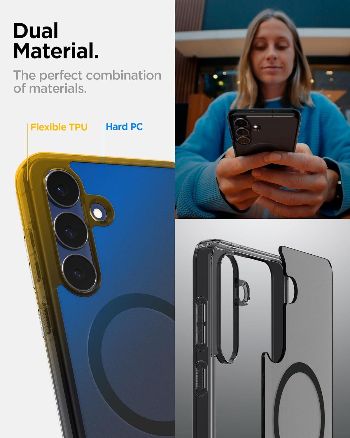 imageSpigen Ultra Hybrid MagFit Designed for Galaxy S25 Plus Case Qi2 CertifiedMagnet for Galaxy 2025 Zero One White Ultra Hybrid MagFit Qi2 Certified Magnet for Galaxy 2025Frost Black