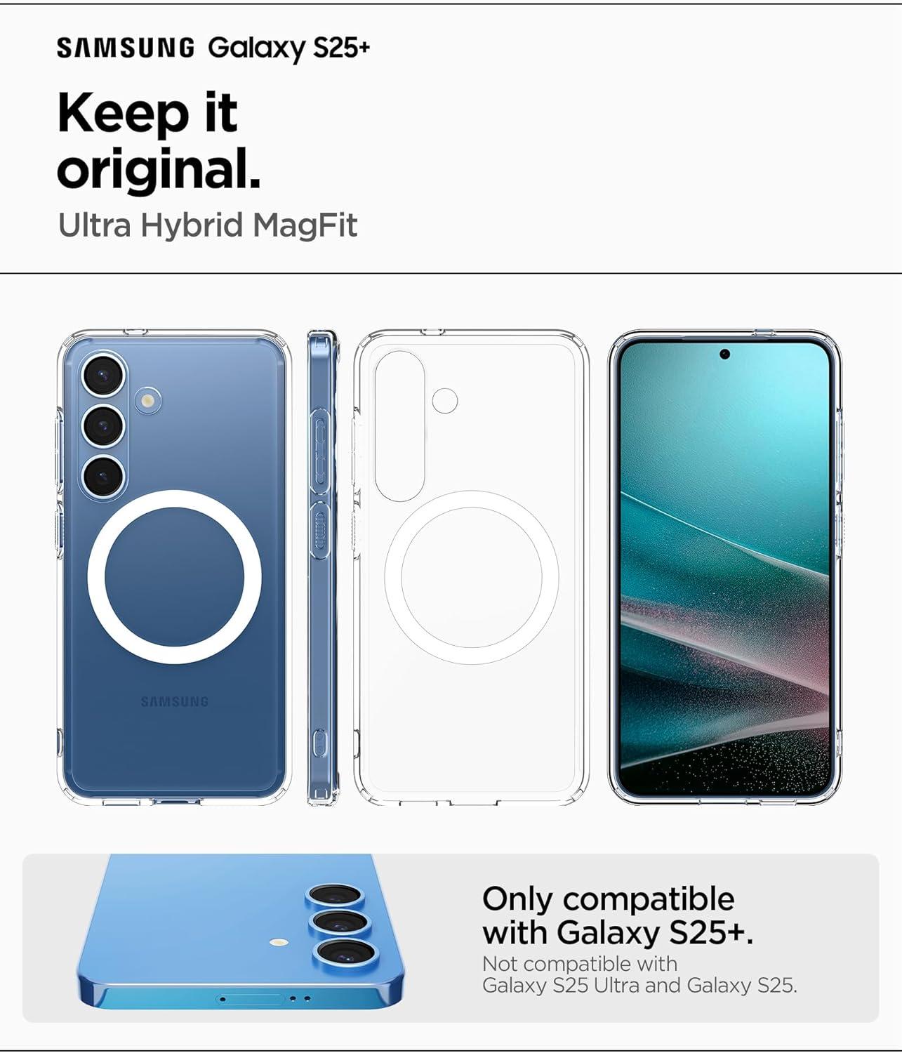 imageSpigen Ultra Hybrid MagFit Designed for Galaxy S25 Plus Case Qi2 CertifiedMagnet for Galaxy 2025 Zero One White Ultra Hybrid MagFit Qi2 Certified Magnet for Galaxy 2025Clear