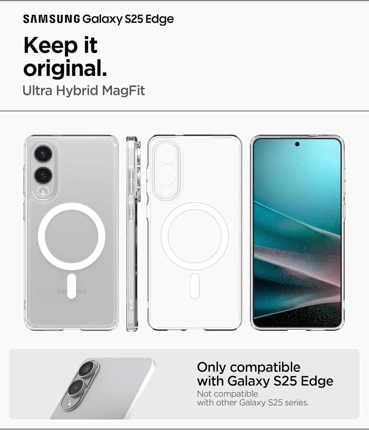 imageSpigen Ultra Hybrid MagFit Designed for Galaxy S25 Plus Case Qi2 CertifiedMagnet for Galaxy 2025 Zero One White Ultra Hybrid MagFit Qi2 Certified Magnet for Galaxy 2025Clear