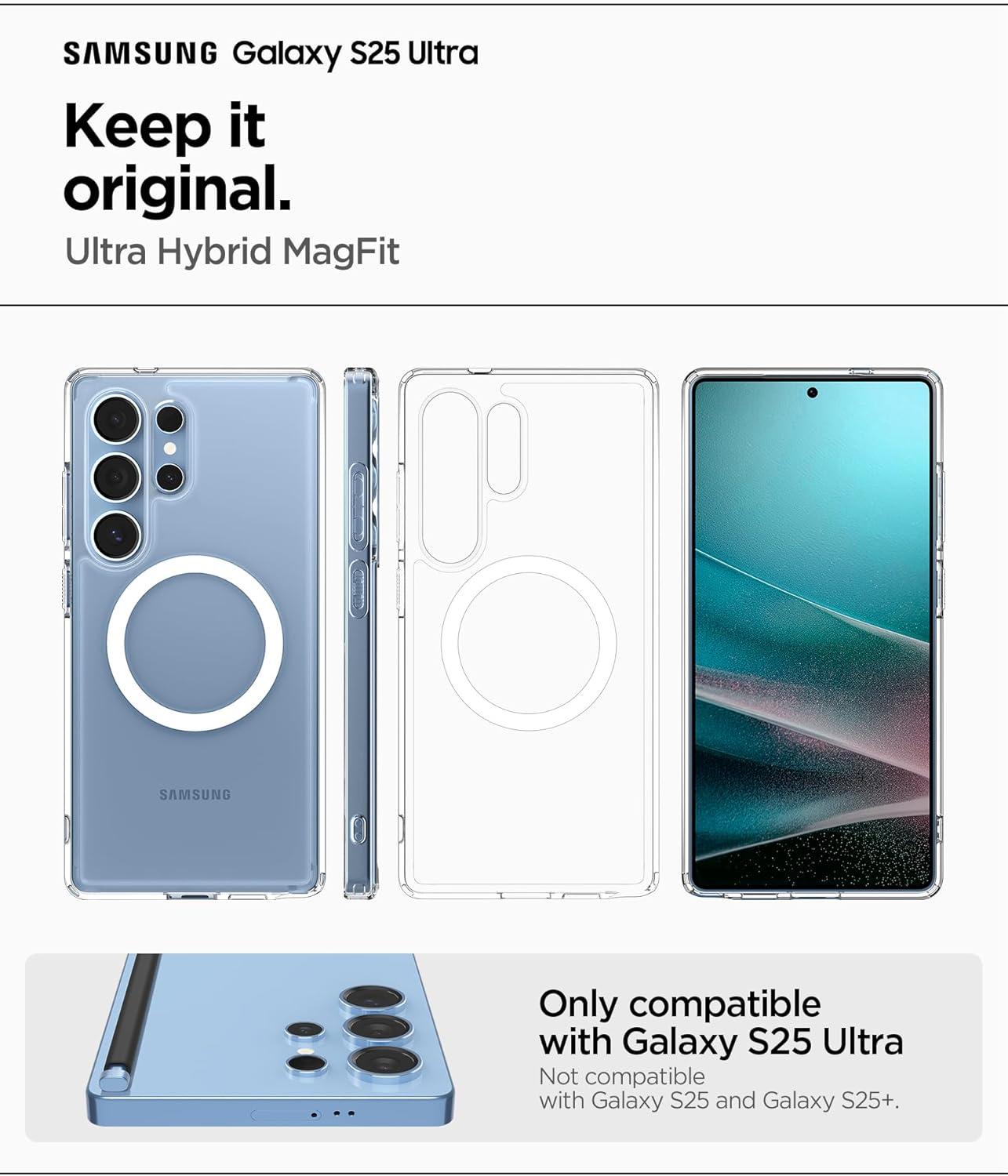 imageSpigen Ultra Hybrid MagFit Designed for Galaxy S25 Plus Case Qi2 CertifiedMagnet for Galaxy 2025 Zero One White Ultra Hybrid MagFit Qi2 Certified Magnet for Galaxy 2025Clear