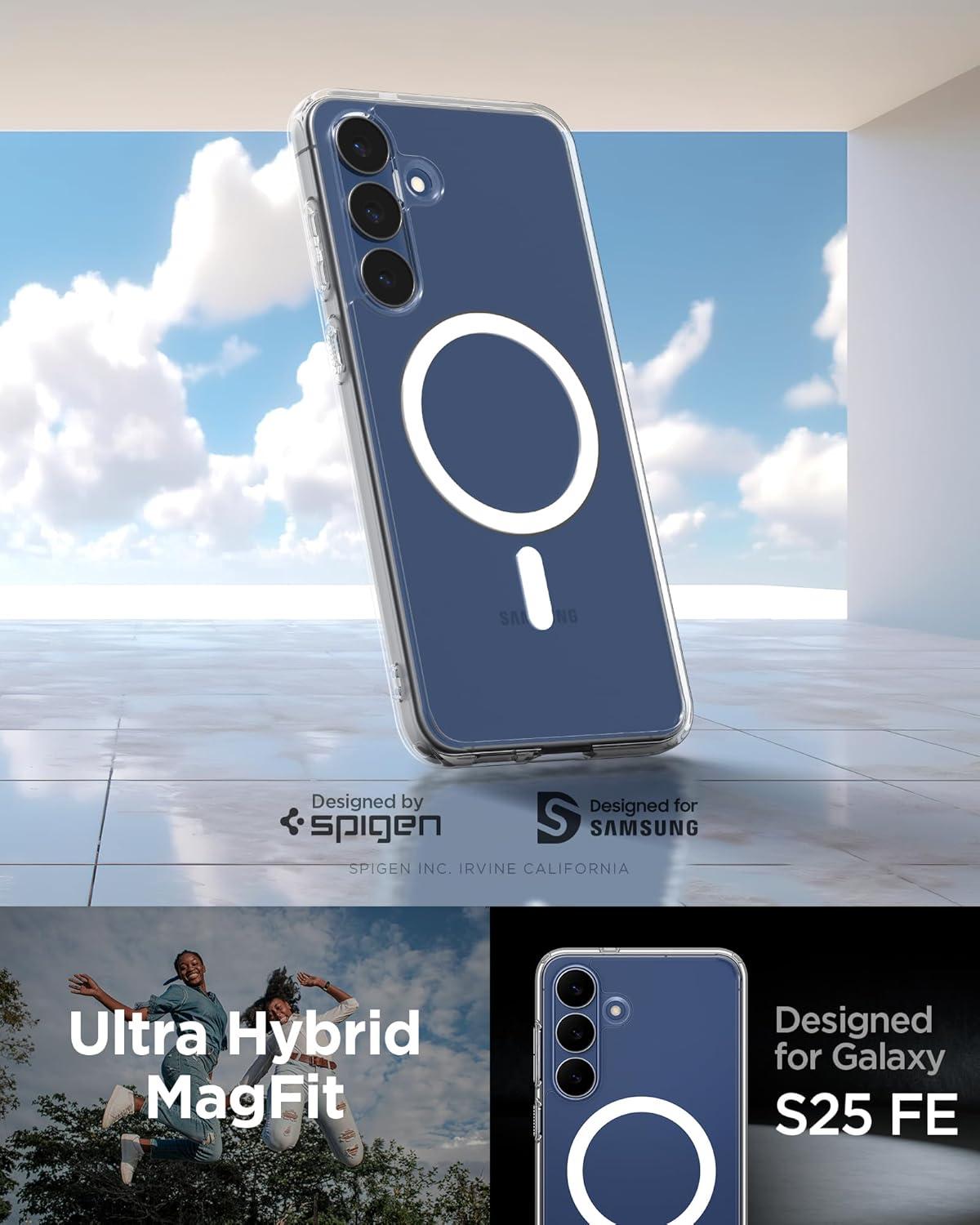 imageSpigen Ultra Hybrid MagFit Designed for Galaxy S25 Plus Case Qi2 CertifiedMagnet for Galaxy 2025 Zero One White Ultra Hybrid MagFit Qi2 Certified Magnet for Galaxy 2025Clear