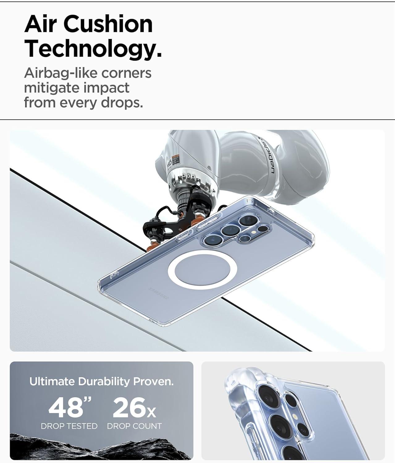 imageSpigen Ultra Hybrid MagFit Designed for Galaxy S25 Plus Case Qi2 CertifiedMagnet for Galaxy 2025 Zero One White Ultra Hybrid MagFit Qi2 Certified Magnet for Galaxy 2025Clear