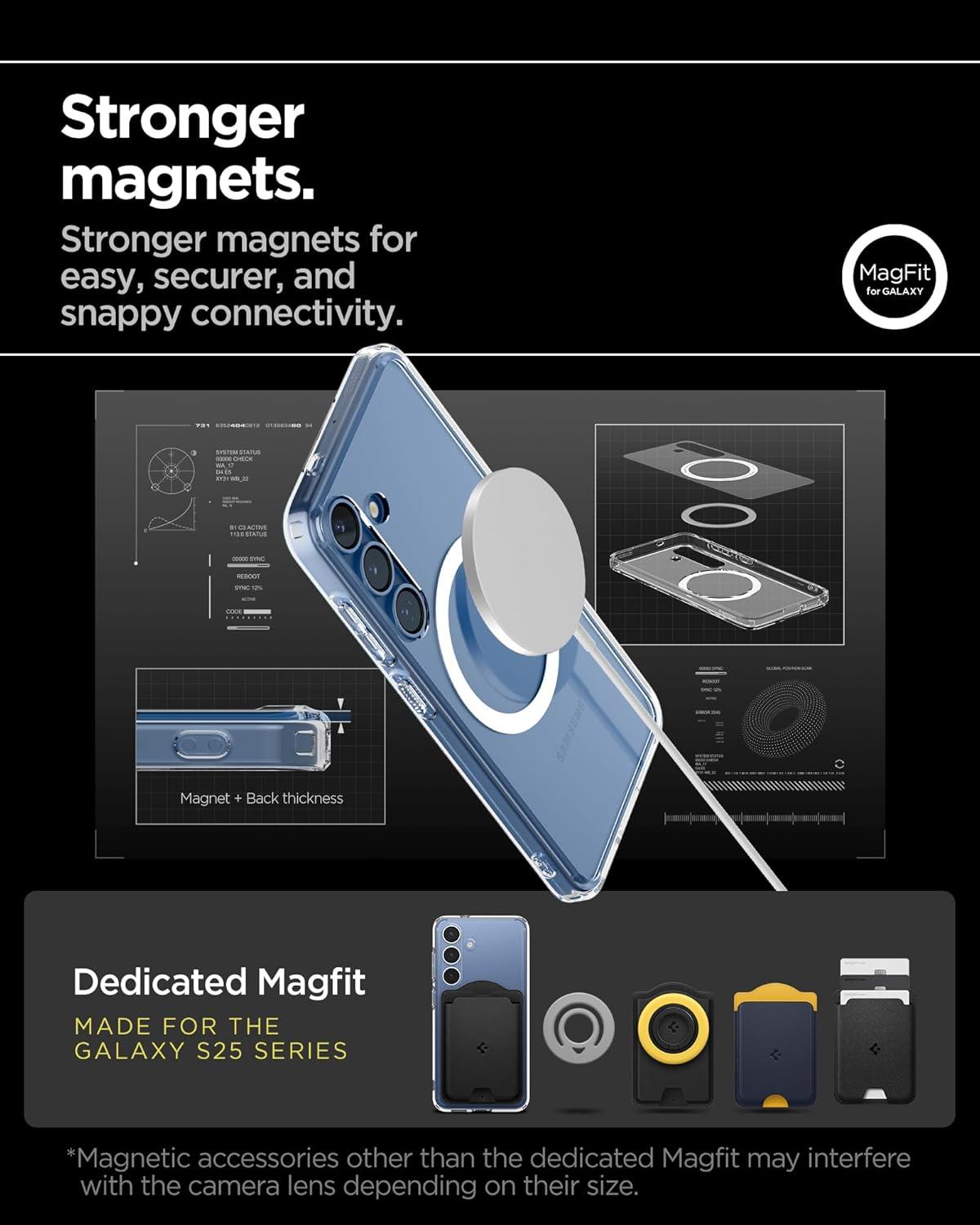 imageSpigen Ultra Hybrid MagFit Designed for Galaxy S25 Plus Case Qi2 CertifiedMagnet for Galaxy 2025 Zero One White Ultra Hybrid MagFit Qi2 Certified Magnet for Galaxy 2025Clear