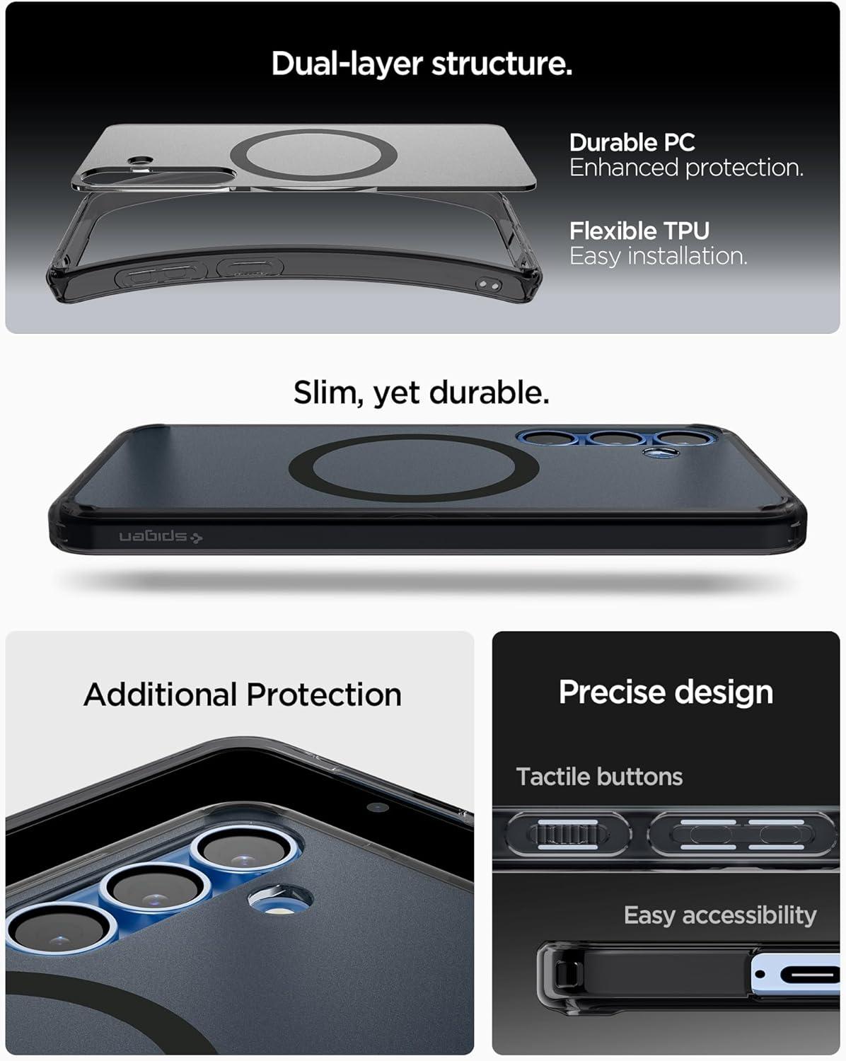 imageSpigen Ultra Hybrid MagFit Designed for Galaxy S25 Plus Case Qi2 CertifiedMagnet for Galaxy 2025 Zero One White Ultra Hybrid MagFit Qi2 Certified Magnet for Galaxy 2025Frost Black