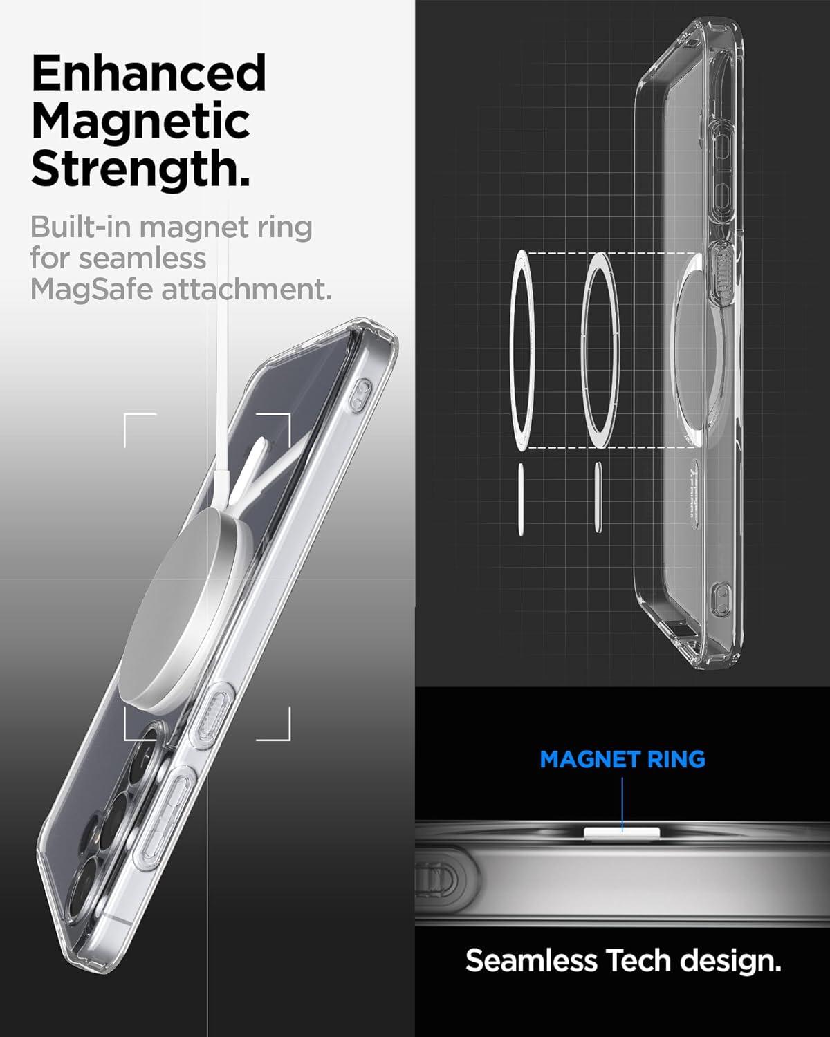 imageSpigen Ultra Hybrid MagFit Designed for Galaxy S25 Plus Case Qi2 CertifiedMagnet for Galaxy 2025 Zero One White Ultra Hybrid MagFit Qi2 Certified Magnet for Galaxy 2025Clear