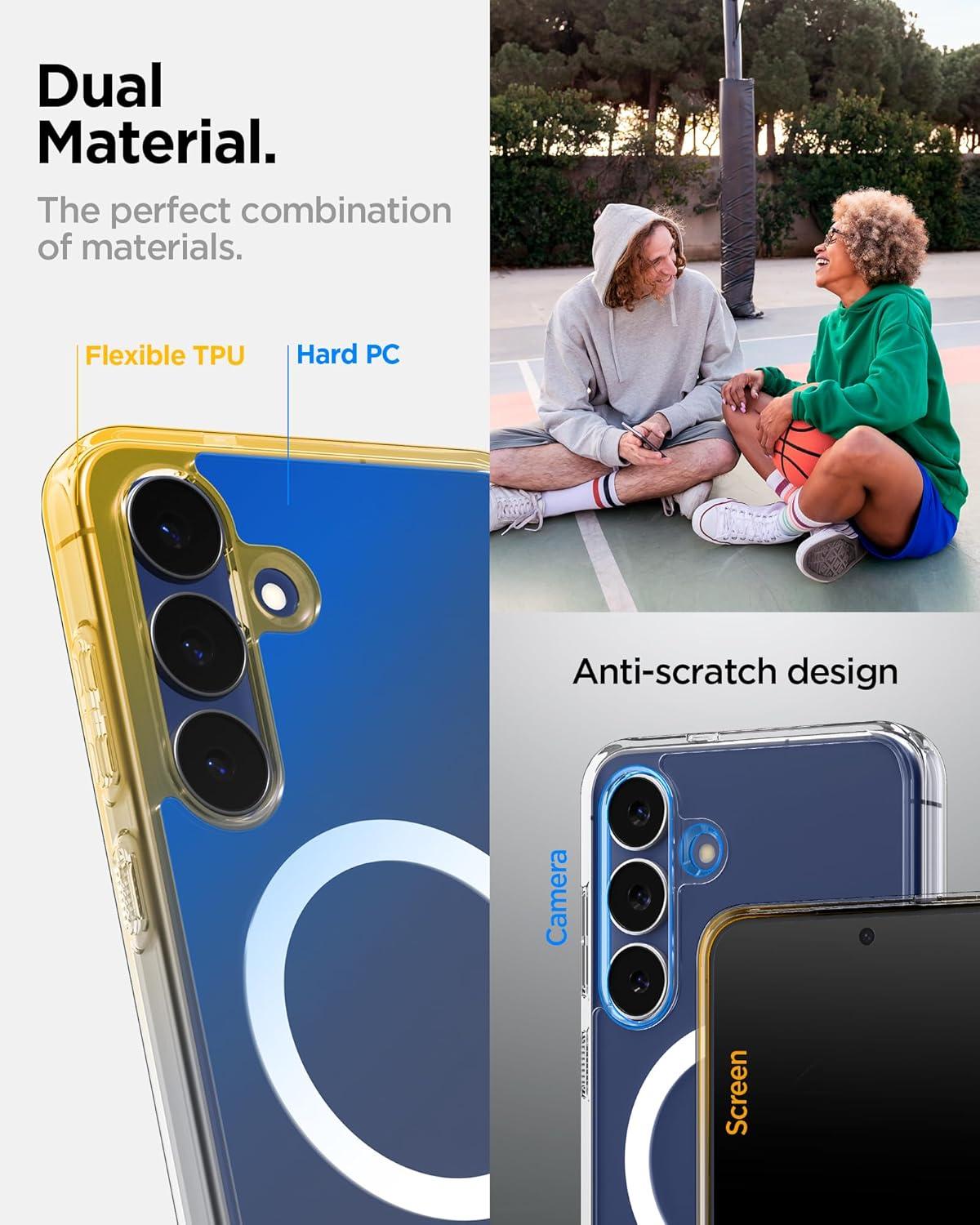 imageSpigen Ultra Hybrid MagFit Designed for Galaxy S25 Plus Case Qi2 CertifiedMagnet for Galaxy 2025 Zero One White Ultra Hybrid MagFit Qi2 Certified Magnet for Galaxy 2025Clear