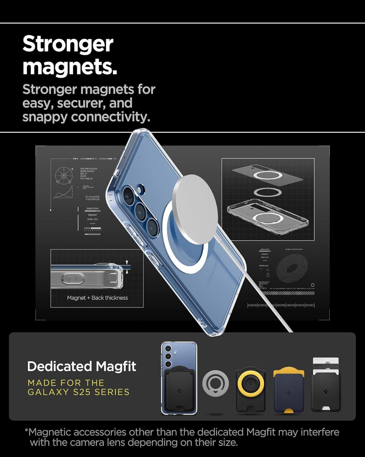 imageSpigen Ultra Hybrid MagFit Designed for Galaxy S25 Plus Case Qi2 CertifiedMagnet for Galaxy 2025 Zero One White Ultra Hybrid MagFit Qi2 Certified Magnet for Galaxy 2025Clear