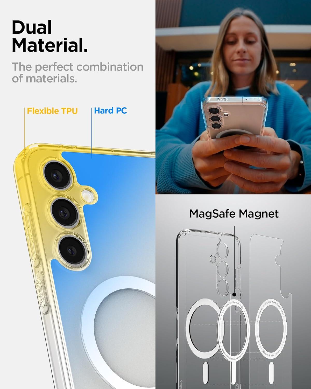 imageSpigen Ultra Hybrid MagFit Designed for Galaxy S25 Plus Case Qi2 CertifiedMagnet for Galaxy 2025 Zero One White Ultra Hybrid MagFit Qi2 Certified Magnet for Galaxy 2025Clear