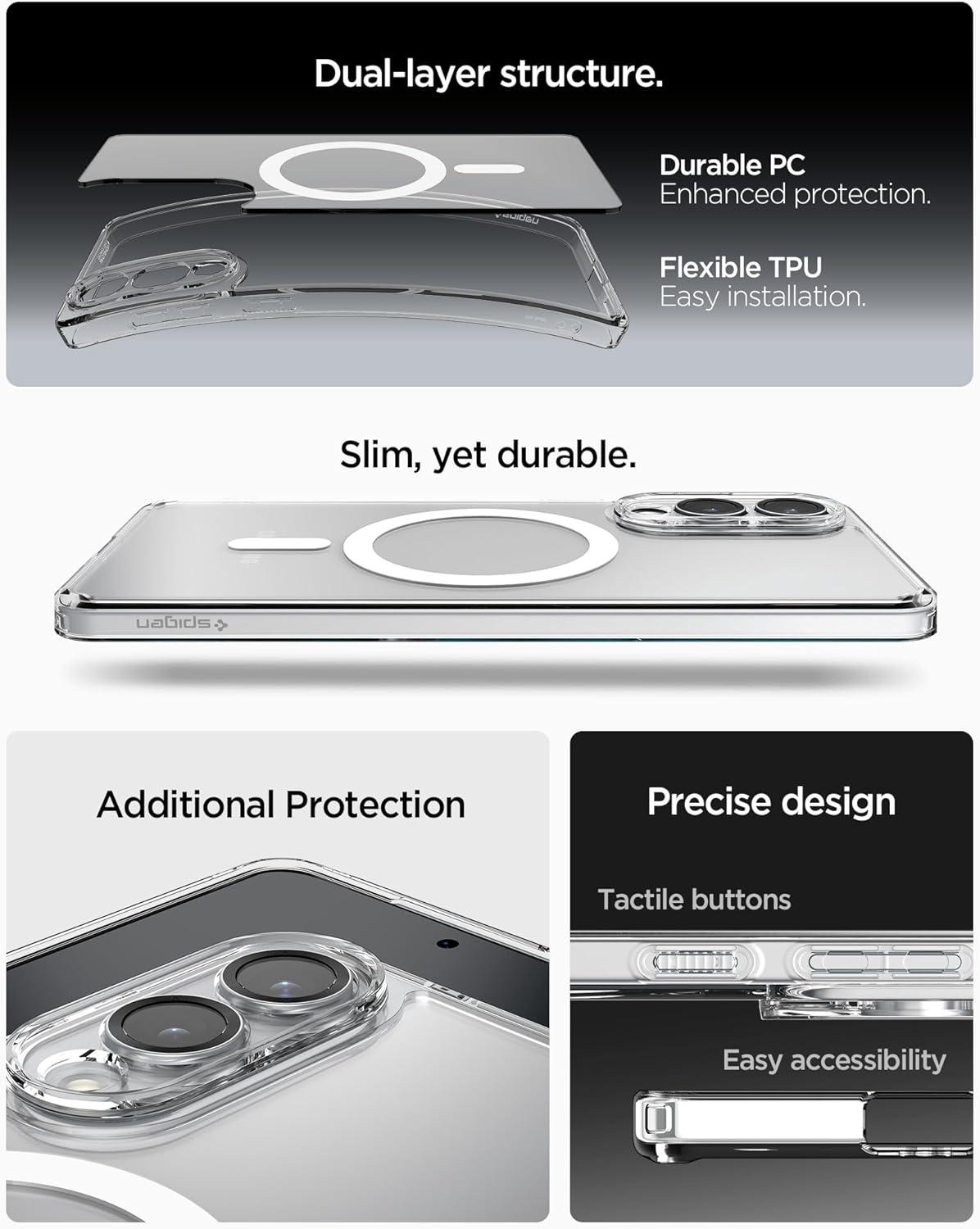 imageSpigen Ultra Hybrid MagFit Designed for Galaxy S25 Plus Case Qi2 CertifiedMagnet for Galaxy 2025 Zero One White Ultra Hybrid MagFit Qi2 Certified Magnet for Galaxy 2025Clear