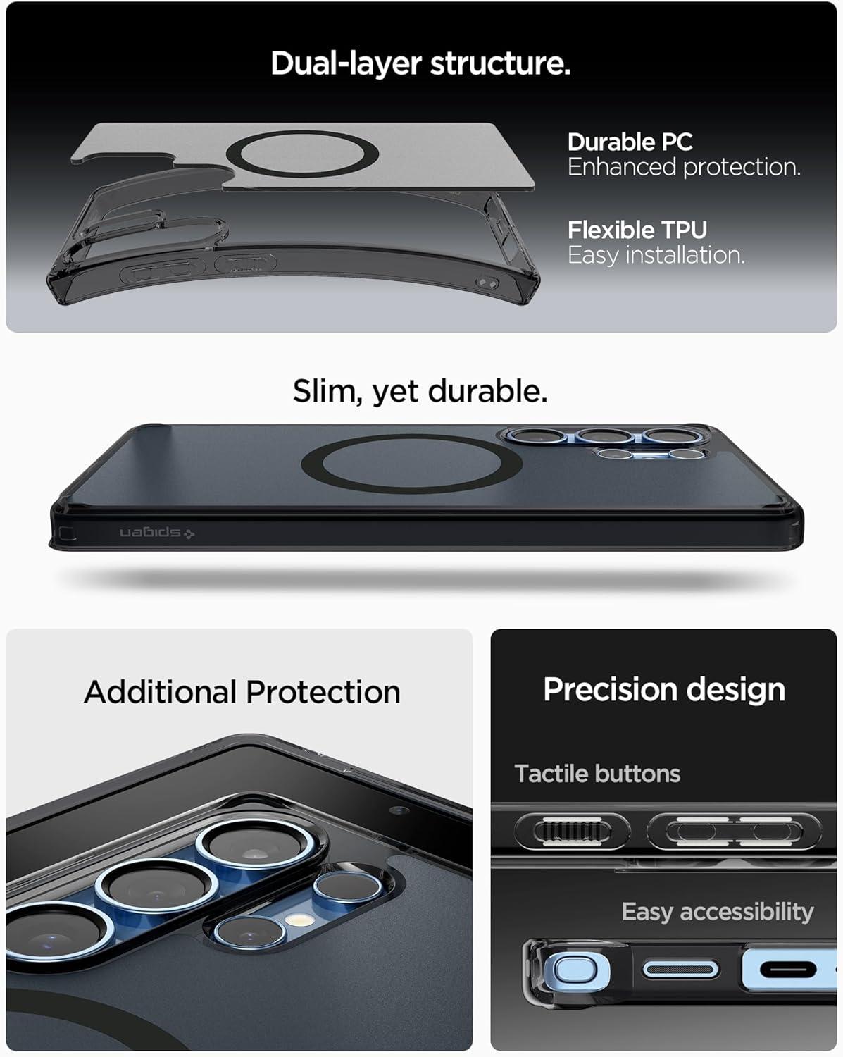 imageSpigen Ultra Hybrid MagFit Designed for Galaxy S25 Plus Case Qi2 CertifiedMagnet for Galaxy 2025 Zero One White Ultra Hybrid MagFit Qi2 Certified Magnet for Galaxy 2025Frost Black