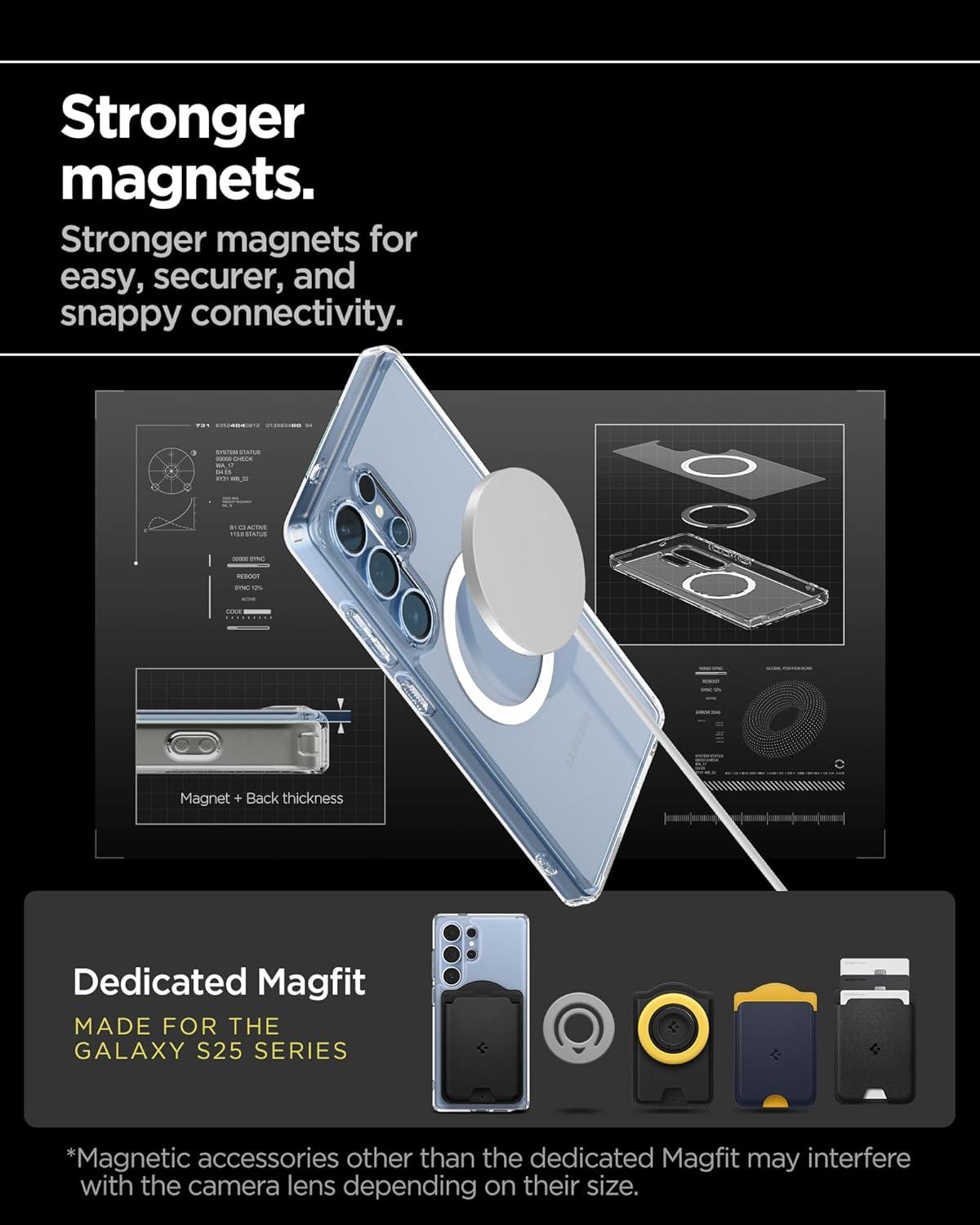 imageSpigen Ultra Hybrid MagFit Designed for Galaxy S25 Plus Case Qi2 CertifiedMagnet for Galaxy 2025 Zero One White Ultra Hybrid MagFit Qi2 Certified Magnet for Galaxy 2025Clear