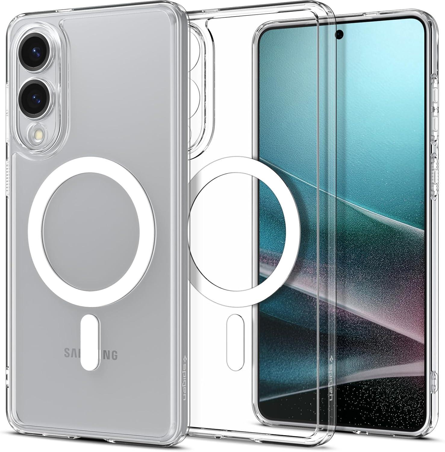 imageSpigen Ultra Hybrid MagFit Designed for Galaxy S25 Plus Case Qi2 CertifiedMagnet for Galaxy 2025 Zero One White Ultra Hybrid MagFit Qi2 Certified Magnet for Galaxy 2025Clear