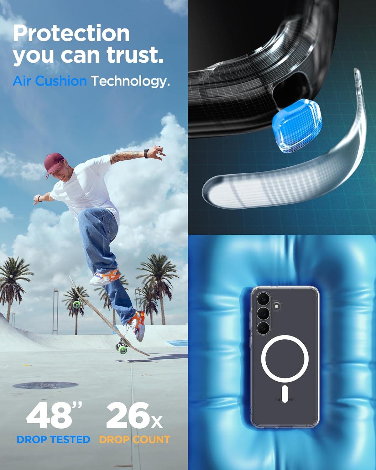 imageSpigen Ultra Hybrid MagFit Designed for Galaxy S25 Plus Case Qi2 CertifiedMagnet for Galaxy 2025 Zero One White Ultra Hybrid MagFit Qi2 Certified Magnet for Galaxy 2025Clear