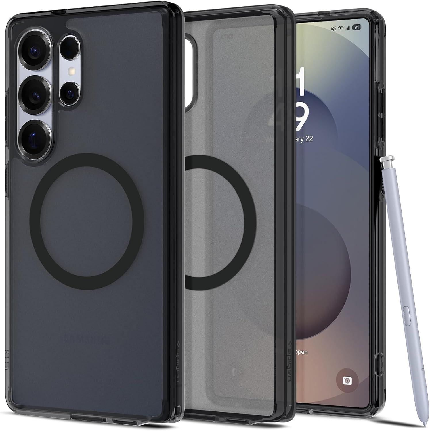 imageSpigen Ultra Hybrid MagFit Designed for Galaxy S25 Plus Case Qi2 CertifiedMagnet for Galaxy 2025 Zero One White Ultra Hybrid MagFit Qi2 Certified Magnet for Galaxy 2025Frost Black