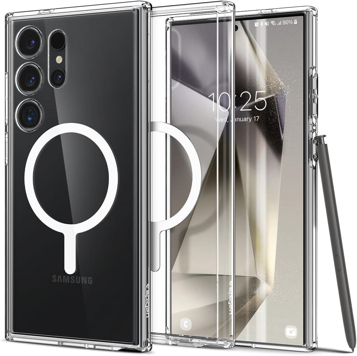 imageSpigen Ultra Hybrid MagFit Designed for Galaxy S25 Plus Case Qi2 CertifiedMagnet for Galaxy 2025 Zero One White Ultra Hybrid MagFit Qi2 Certified Magnet for Galaxy 2025Clear