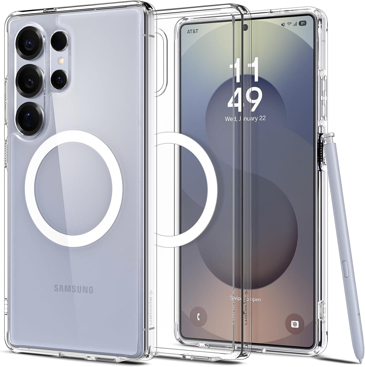 imageSpigen Ultra Hybrid MagFit Designed for Galaxy S25 Plus Case Qi2 CertifiedMagnet for Galaxy 2025 Zero One White Ultra Hybrid MagFit Qi2 Certified Magnet for Galaxy 2025Clear