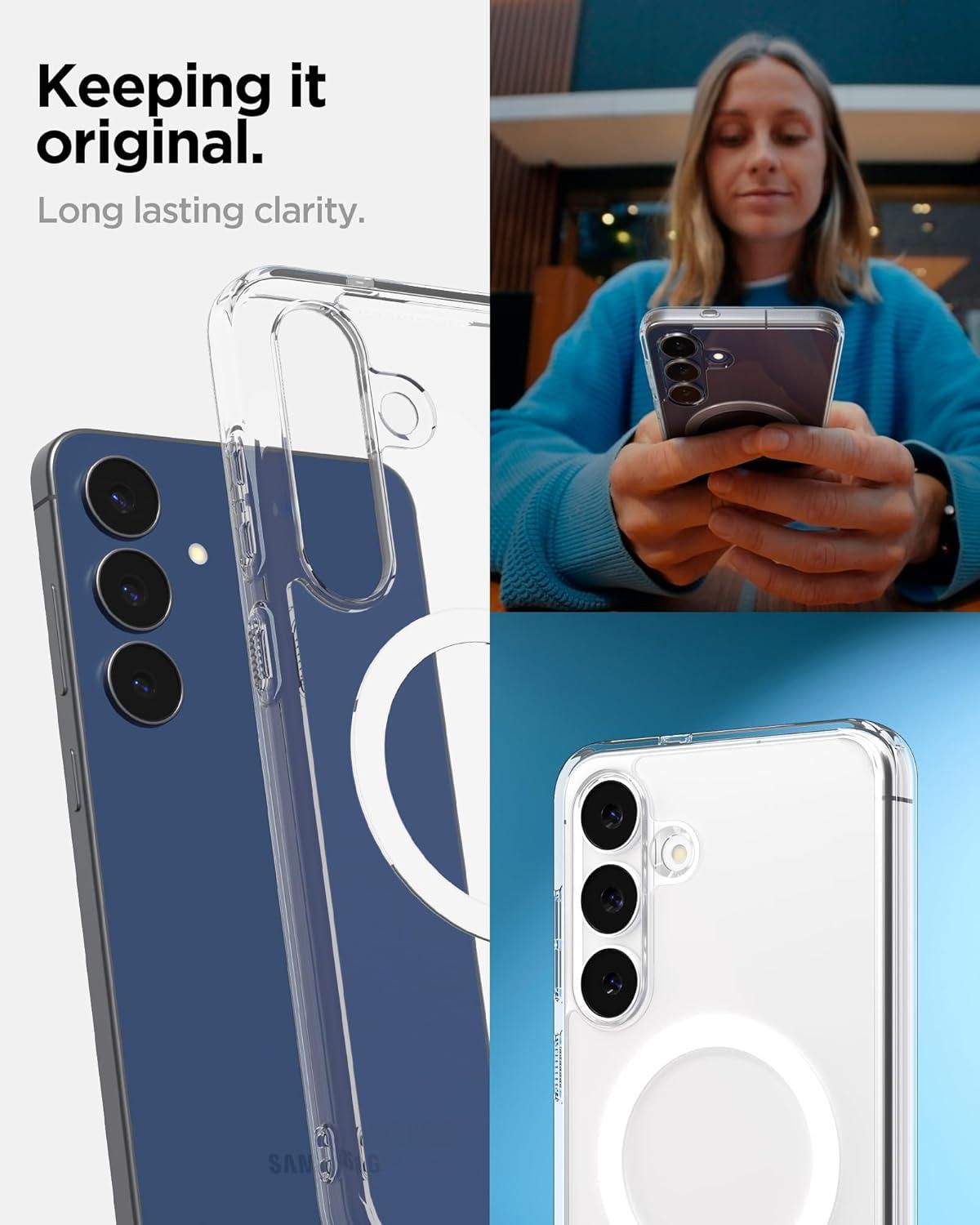 imageSpigen Ultra Hybrid MagFit Designed for Galaxy S25 Plus Case Qi2 CertifiedMagnet for Galaxy 2025 Zero One White Ultra Hybrid MagFit Qi2 Certified Magnet for Galaxy 2025Clear