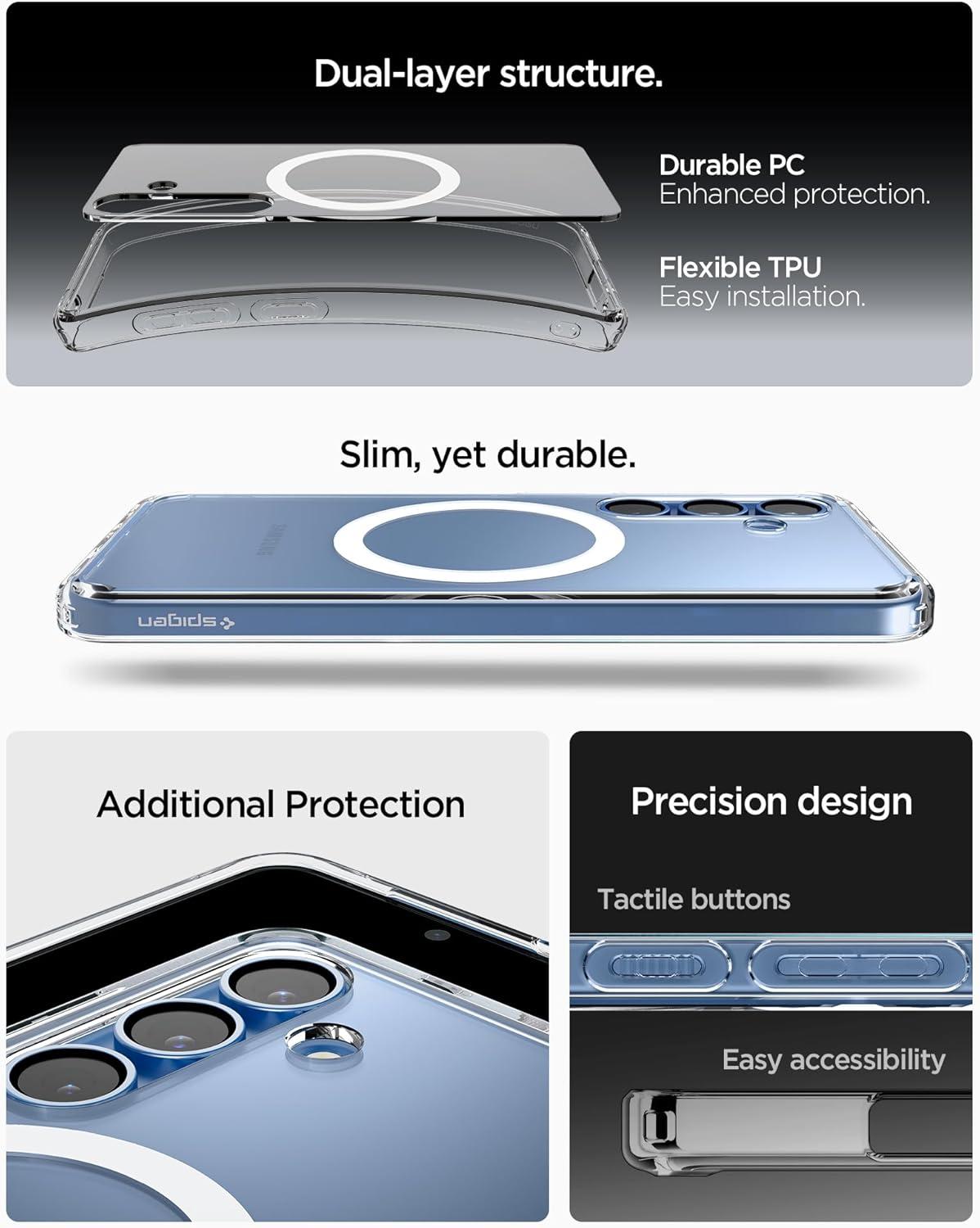 imageSpigen Ultra Hybrid MagFit Designed for Galaxy S25 Plus Case Qi2 CertifiedMagnet for Galaxy 2025 Zero One White Ultra Hybrid MagFit Qi2 Certified Magnet for Galaxy 2025Clear