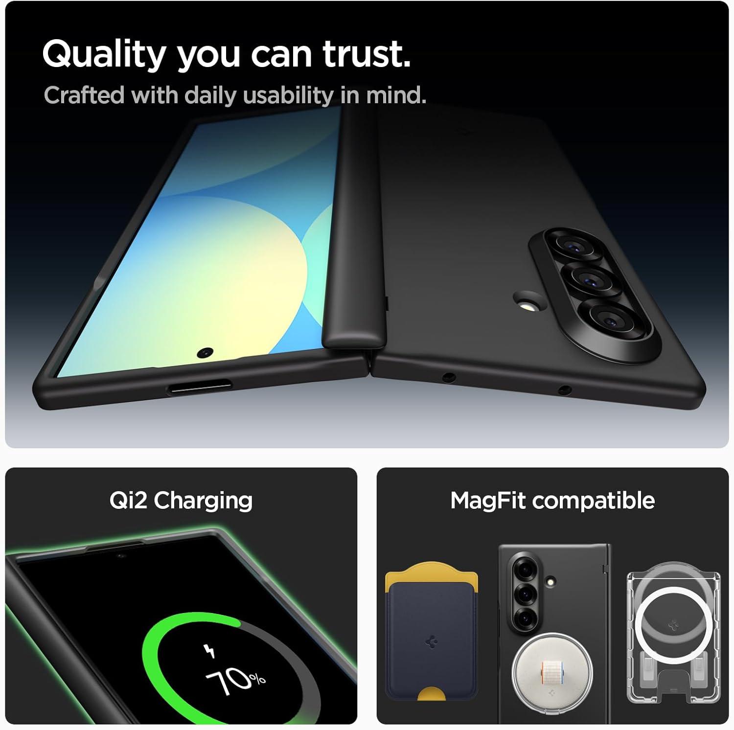 imageSpigen for Galaxy Z Fold 7 Case Airfit Pro Magfit Hinge Protection Qi21 CertifiedMagnet for Galaxy BlackBlack