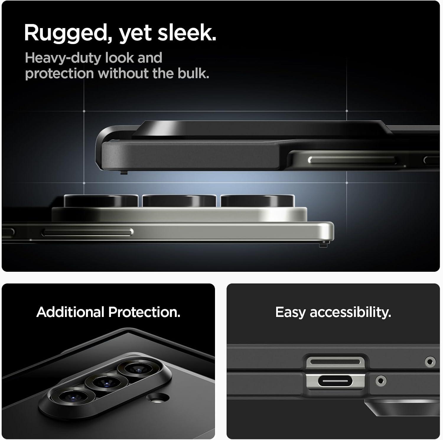 imageSpigen for Galaxy Z Fold 7 Case Tough Armor Pro MagFit Hinge Protection Fast Wireless ChargingMagnet for Galaxy Metal SlateBlack