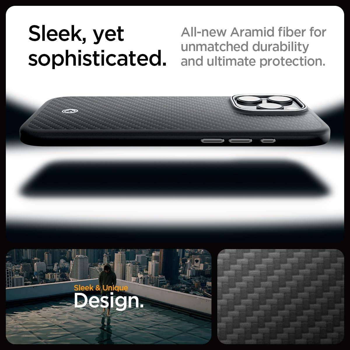 imageSpigen for iPhone 17 Pro Max Case Enzo Aramid T Camera Control Button Compatible with MagSafe Black BlackBlack Silver