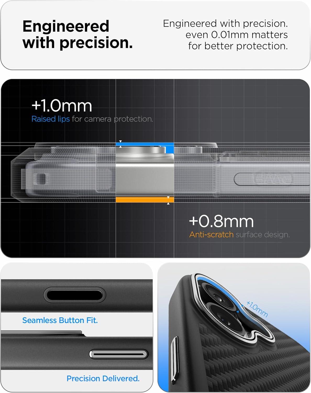 imageSpigen for iPhone 17 Pro Max Case Enzo Aramid T Camera Control Button Compatible with MagSafe Black BlackBlack Silver