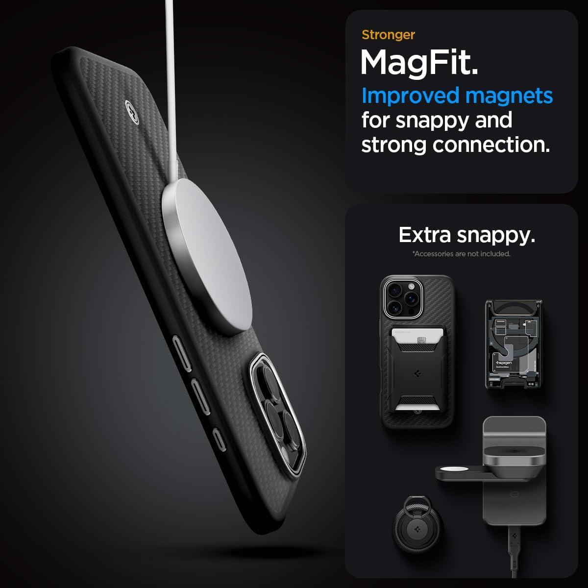 imageSpigen for iPhone 17 Pro Max Case Enzo Aramid T Camera Control Button Compatible with MagSafe Black BlackBlack Silver