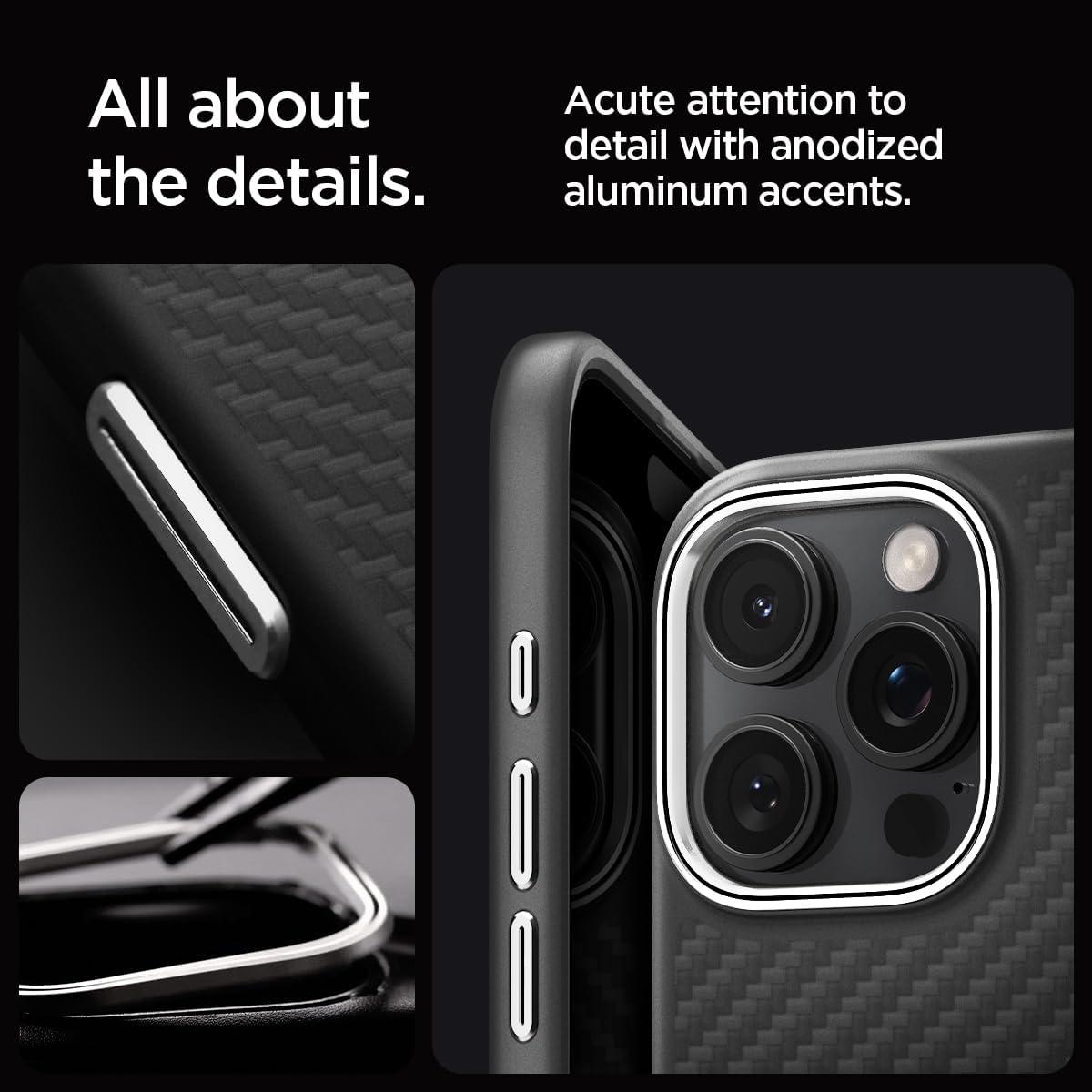 imageSpigen for iPhone 17 Pro Max Case Enzo Aramid T Camera Control Button Compatible with MagSafe Black BlackBlack Silver