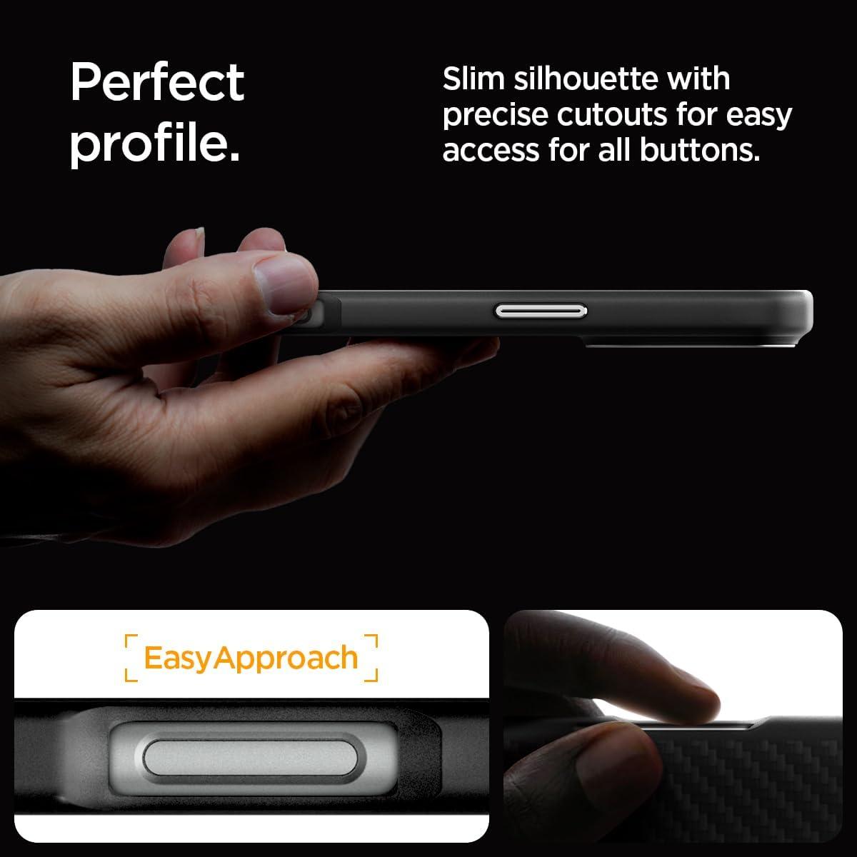 imageSpigen for iPhone 17 Pro Max Case Enzo Aramid T Camera Control Button Compatible with MagSafe Black BlackBlack Silver