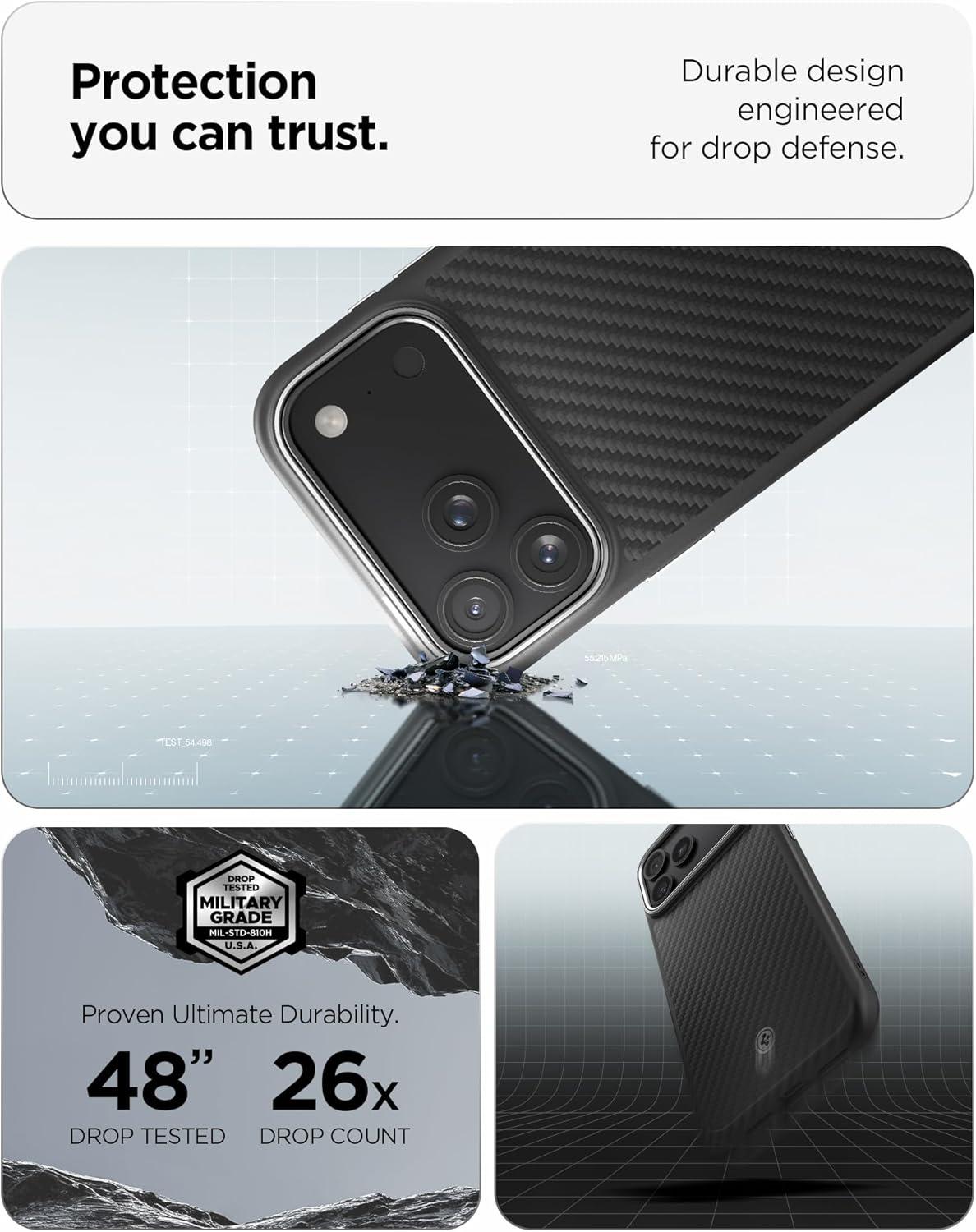 imageSpigen for iPhone 17 Pro Max Case Enzo Aramid T Camera Control Button Compatible with MagSafe Black BlackBlack Silver