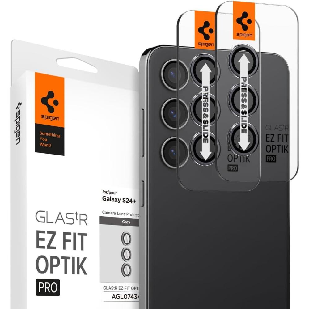 imageSpigen Camera Lens Screen Protector GlasTR EZ Fit Optik Pro Designed for Galaxy S24 Plus  S24 FE Case Friendly  Black 2 PackOnyx Black