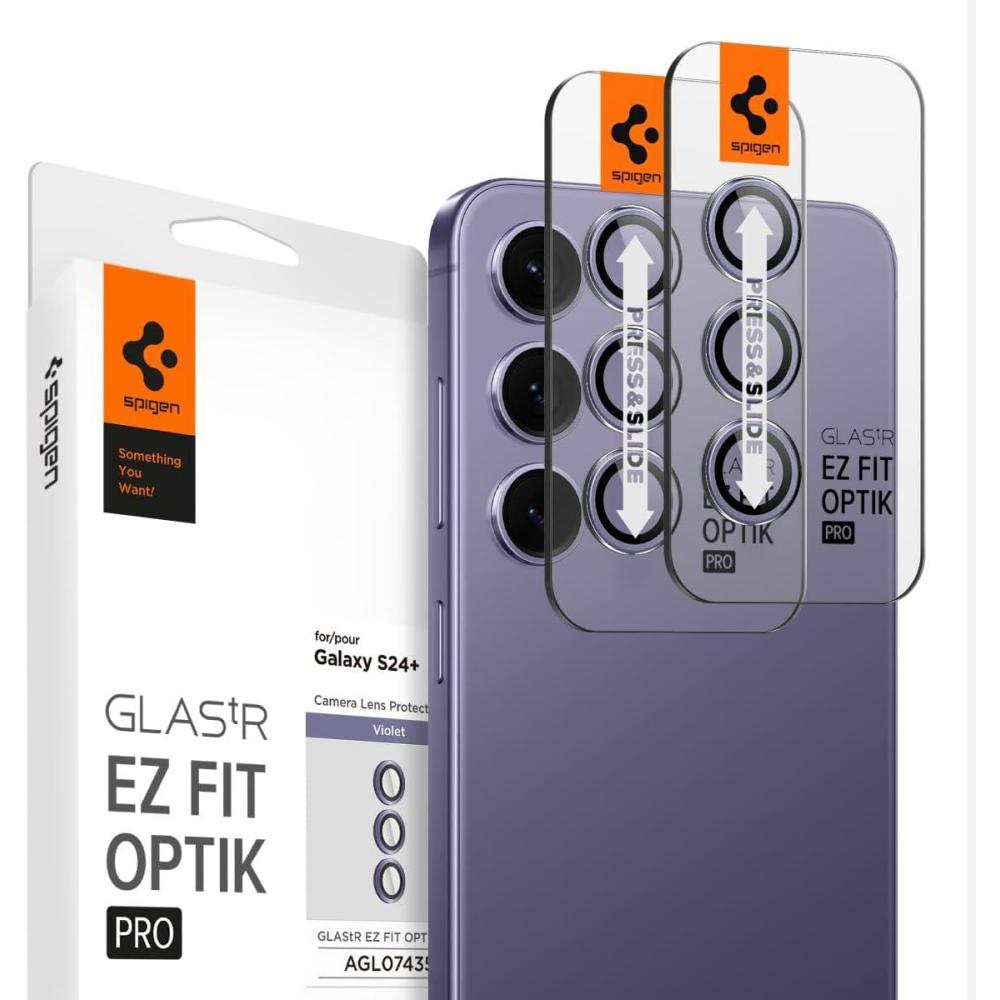 imageSpigen Camera Lens Screen Protector GlasTR EZ Fit Optik Pro Designed for Galaxy S24 Plus S24 FE Case Friendly Black 2 PackViolet