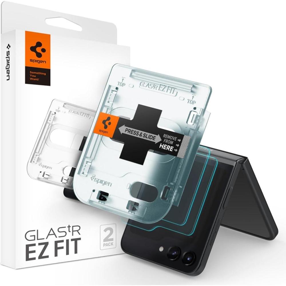 imageSpigen Tempered Glass Screen Protector GlasTR EZ FIT designed for Galaxy Z Flip 5 2 Pack