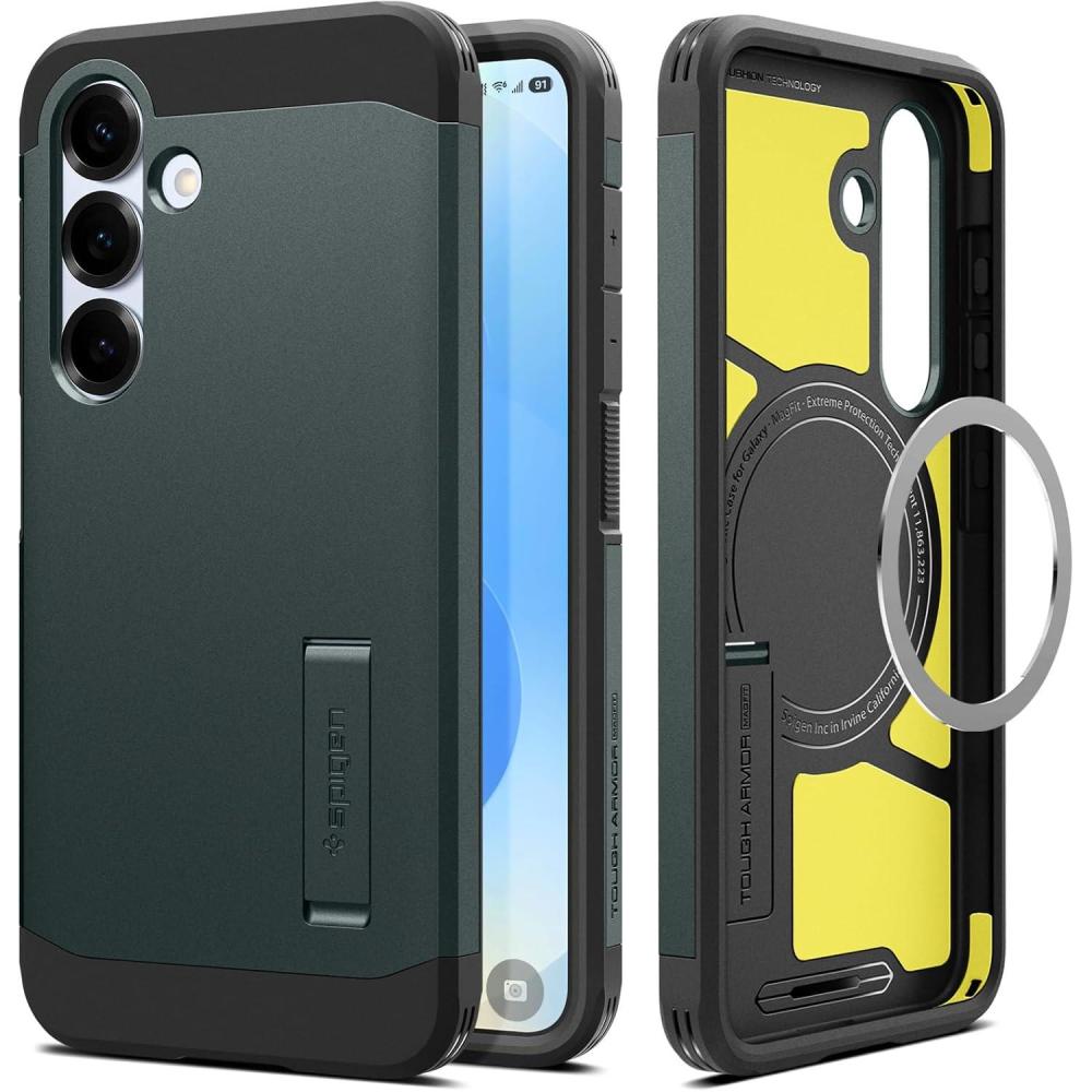 imageSpigen Tough Armor Ai MagFit Designed for Galaxy S25 Plus Case Kickstand Fast Wireless Charging 2025 Abyss Green Ai MagFit Kickstand 2025Abyss Green