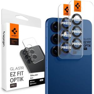 Spigen Camera Lens Screen Protector [GlasTR EZ Fit Optik Pro] Designed for Galaxy S25 Plus [Case Friendly] – Black [2 Pack]