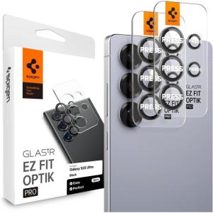 Spigen Camera Lens Screen Protector [GlasTR EZ Fit Optik Pro] Designed for Galaxy S25 Ultra [Case Friendly] – Black [2 Pack]