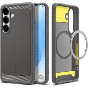 Spigen Rugged Armor MagFit Designed for Galaxy S25 Plus Case [Fast Wireless Charging/Magnet for Galaxy] (2025) – Matte Black(Marble Gray)