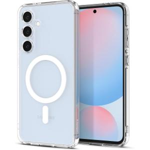 Spigen Ultra Hybrid MagFit Designed for Galaxy S25 Plus Case [Qi2 Certified/Magnet for Galaxy] (2025) – Zero One White | Ultra Hybrid MagFit, Qi2 Certified, Magnet for Galaxy, 2025(Clear)