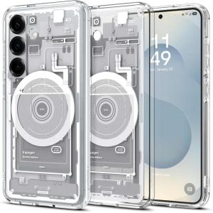 Spigen Ultra Hybrid MagFit Designed for Galaxy S25 Plus Case [Qi2 Certified/Magnet for Galaxy] (2025) – Zero One White | Ultra Hybrid MagFit, Qi2 Certified, Magnet for Galaxy, 2025(Zero One White)