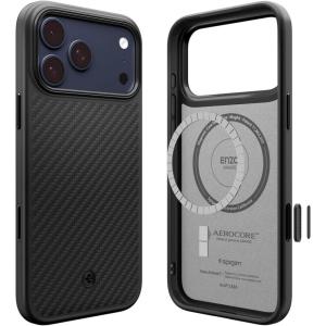 Spigen for iPhone 17 Pro Max Case, Enzo Aramid T [Camera Control Button] [Compatible with MagSafe] – Black Black(Black Black)