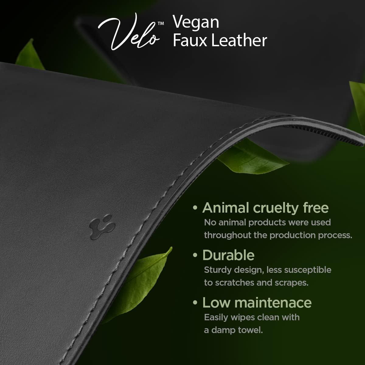 imageSpigen Desk Mat Desk Pad 354 x 157 Nonslip Rubber Base Waterproof Easy to Clean Desk Blotter Protector PU Leather Desktop Mat Computer Desk Pad Brown LD302Black