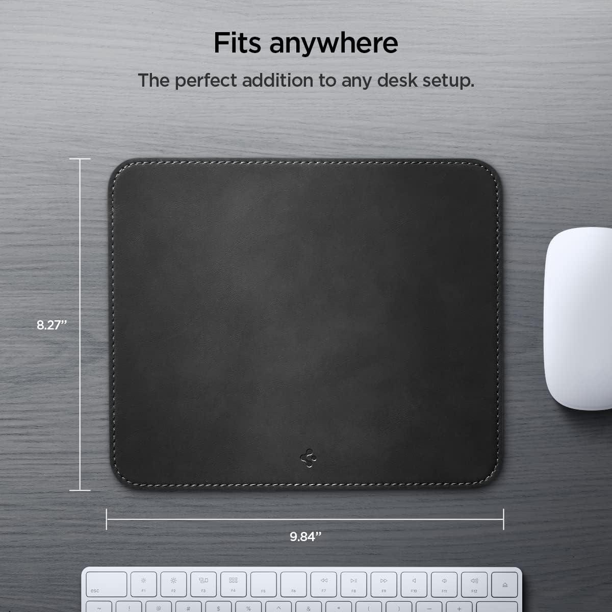 imageSpigen LD301 Mouse Pad 98 x 82 Desk Mat Nonslip Rubber Base Waterproof Desk Blotter Velo PU Leather Computer Mouse Pad BlackBlack