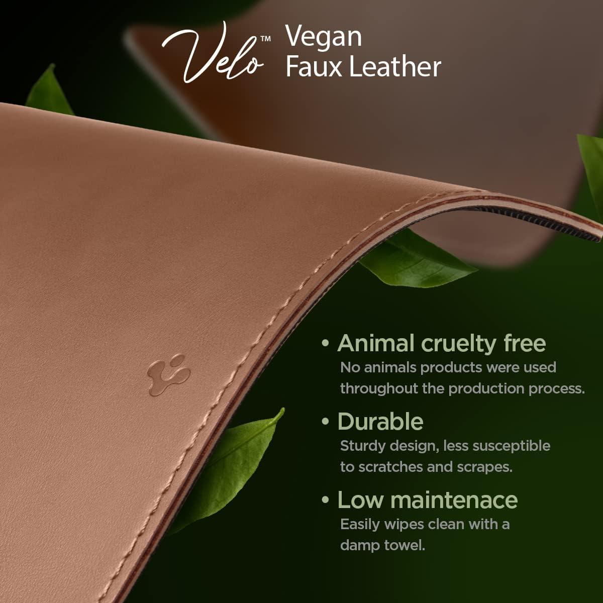 imageSpigen LD301 Mouse Pad 98 x 82 Desk Mat Nonslip Rubber Base Waterproof Desk Blotter Velo PU Leather Computer Mouse Pad BlackBrown