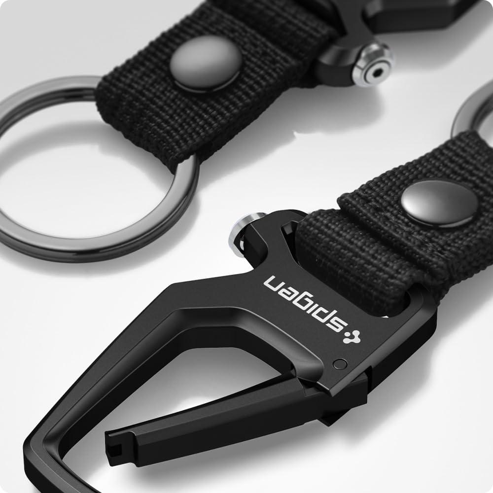 imageSpigen Life Carabiner Key Ring Clip Car Keychain Clip Bottle Opener Key Chain Ring for Men and WomenBlack 1 Pack