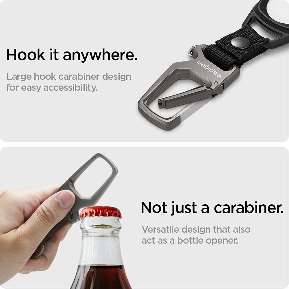 imageSpigen Life Carabiner Key Ring Clip Car Keychain Clip Bottle Opener Key Chain Ring for Men and WomenBlack for Airtag