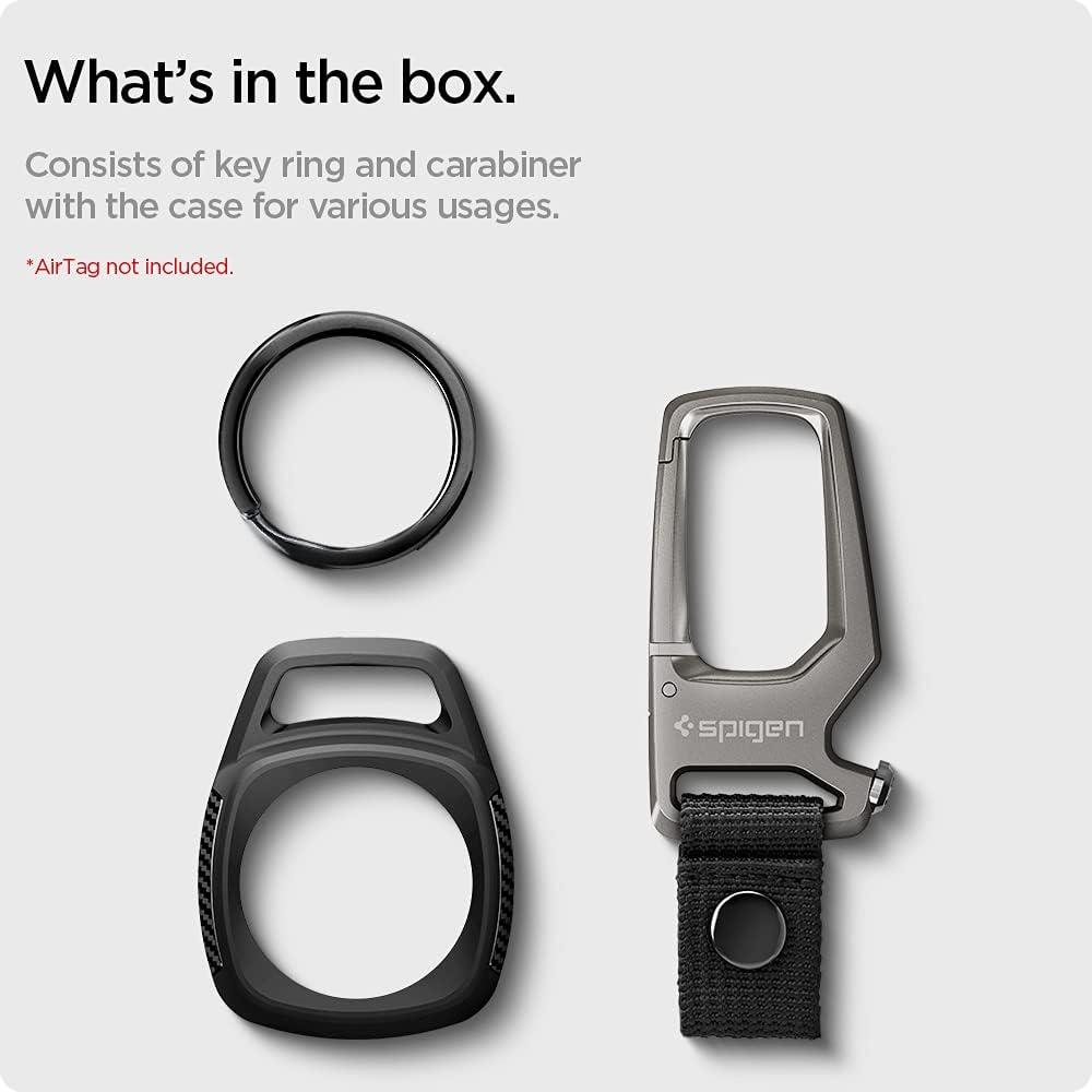 imageSpigen Life Carabiner Key Ring Clip Car Keychain Clip Bottle Opener Key Chain Ring for Men and WomenBlack for Airtag